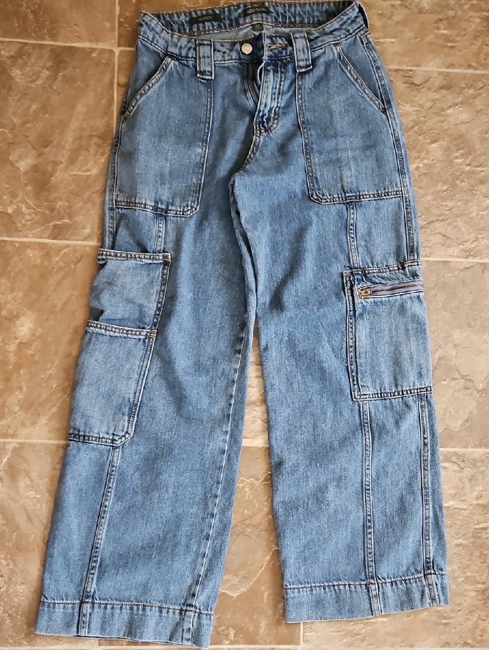 wild fable Light Blue Denim Wide-Leg Cargo Jeans